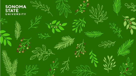 light green pine branches on dark green background