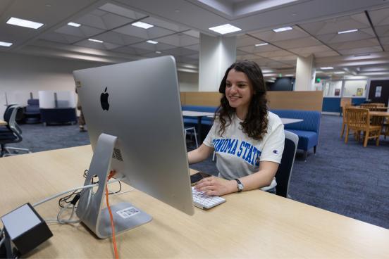 Student on a computer