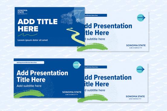 Overlapping template examples for two different template designs in dark blue and light blue.