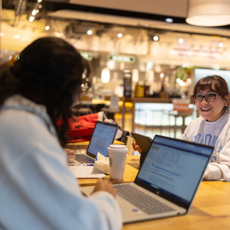 Students working in Student Center 